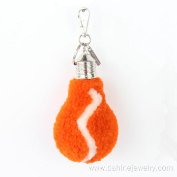 Wool Furry Keychains Lamp Bulb Shape Pom Poms Bag Keychain